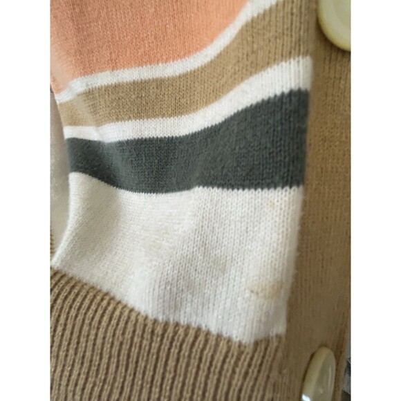 90s Gap striped Retro Preppy cardigan M academia preppy twee colorful Tan Orange - Picture 7 of 8
